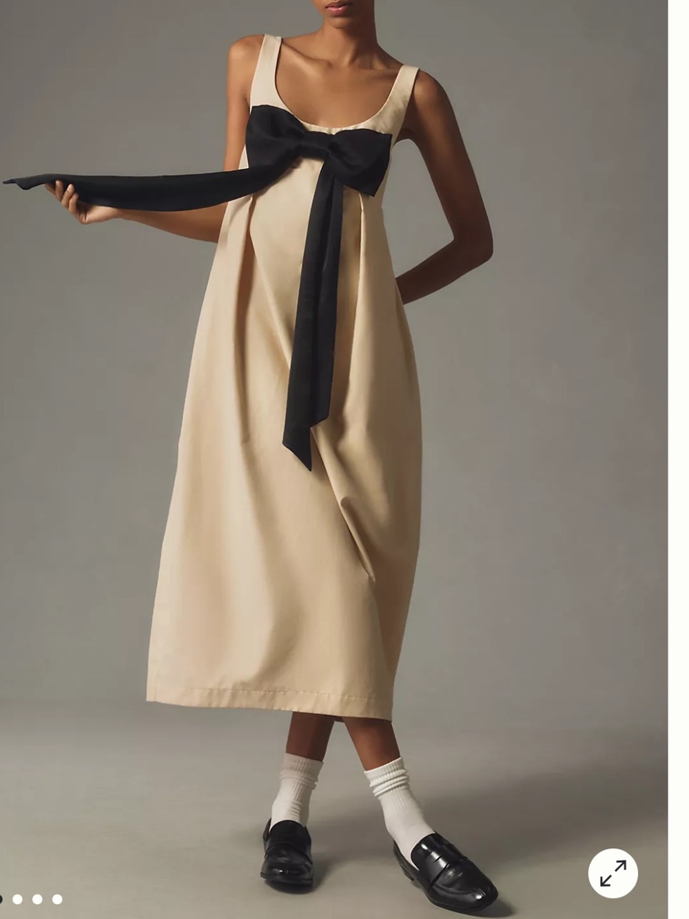 Maeve XL Midi Dress with Black Bow Accent